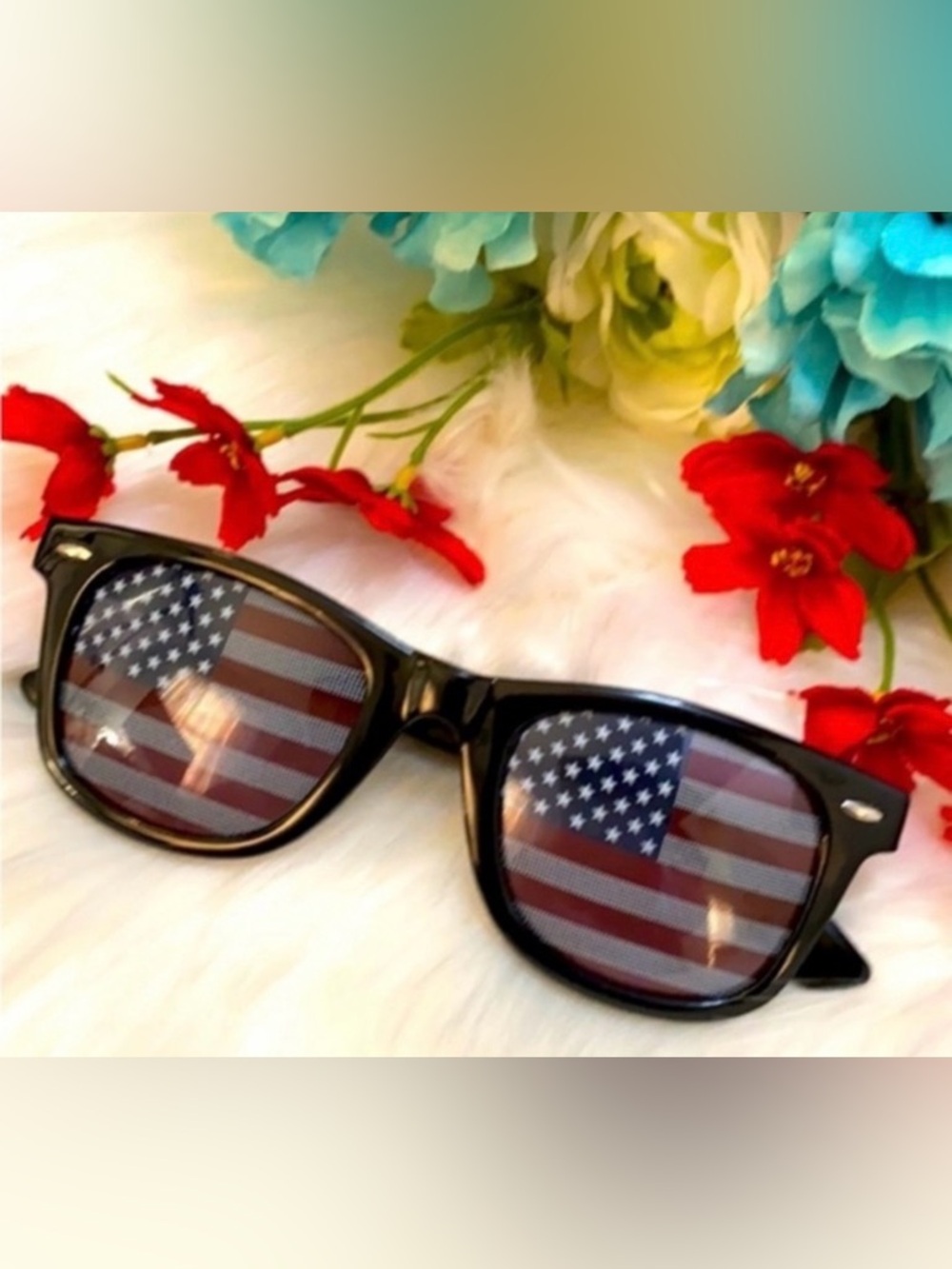 USA Flag Patriotic Sunglasses with 
Black Frames NEW!